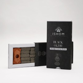 Black Oudh Smudge Incense Bricks Combo (15pcs + 1 Holder) | Made with Pure Agarwood Oil and Powder | Ideal for Relaxation, Aromatherapy, and Prayer | Create a Calm and Peaceful Atmosphere