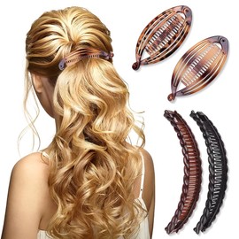 GGUFAY Groß Bananen Haarspange, Vintage Bananenspange, Pferdeschwanz Haarklammer, Banana Clip Dickes Haar, für Thick Hair, Damen und Mädchen, 4 Stück in 2 Ausführungen