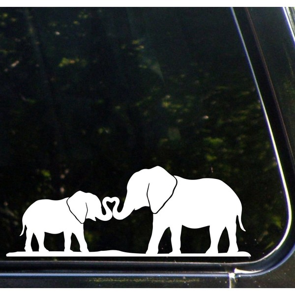 Kissing Baby Elephant and Mom - Vinyl - 4" wide