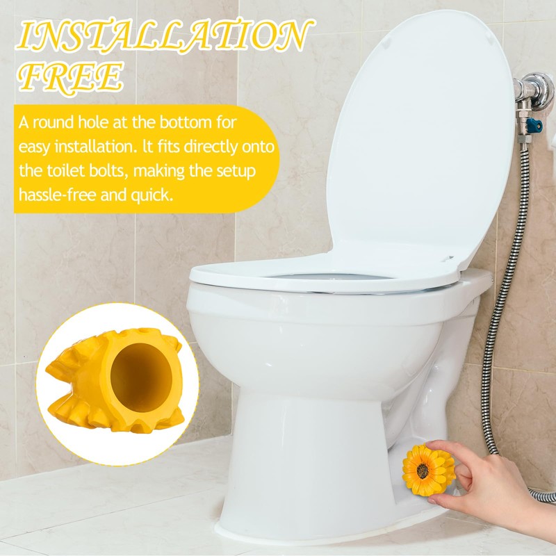 Honeydak 2 Pack Toilet Bolt Caps Decorative Yellow Sunflower Toilet