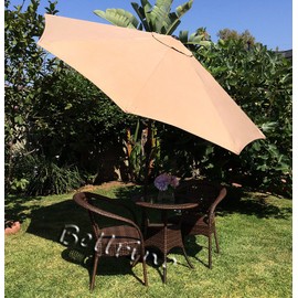 BELLRINO DECOR Replacement Light Coffee/Sand Strong & Thick Umbrella Canopy for 9ft 8 Ribs (Canopy Only)