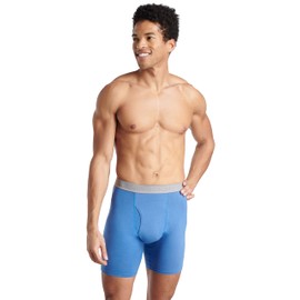 Fruit of the Loom Men's Work Gear with Enhanced Durability & Cooling, Boxer Brief-Coolzone Fly-3 Pack Assorted Blues, Small