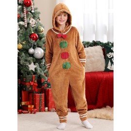 IIMMER Christmas Big Kids Ugly Gingerbread Man Costume Knit Onesie Holiday Xmas Outfit Canel 14 Years