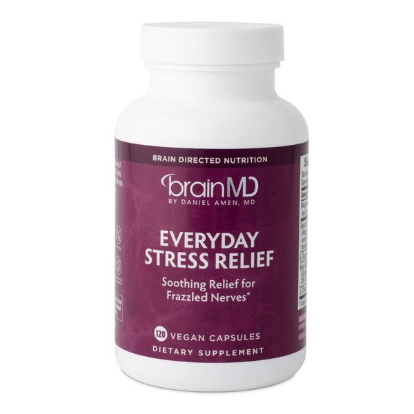 Dr Amen BrainMD Everyday Stress Relief - 120 Capsules - Promotes Relaxation & Focus - Non-Drowsy - Gluten Free - 30 Servings