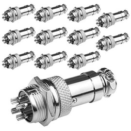 Aviation Plug Connector 12 Pairs GX16-4 Aviation Plug Male Female Panel Metal Wire Connector 16mm Socket (12 Pcs Male+12 Pcs Female 4 Pins Aviation Plug)