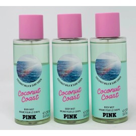 Victoria's Secret 3 VICTORIA'S SECRET PINK COCONUT COAST FRAGRANCE MIST BODY SPRAY PERFUME 8.4 OZ