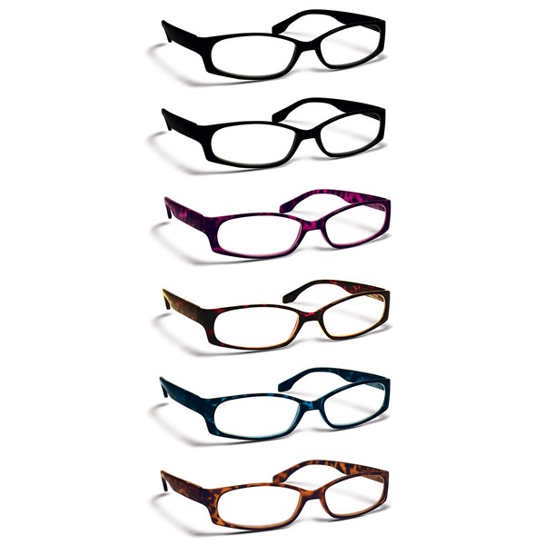 Boost Eyewear 6 Pack Reading Glasses, Modern Fashion Frames for