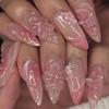 GlamRays 24 Piece Almond Shaped Flowers Pearl 3D Waves Nail