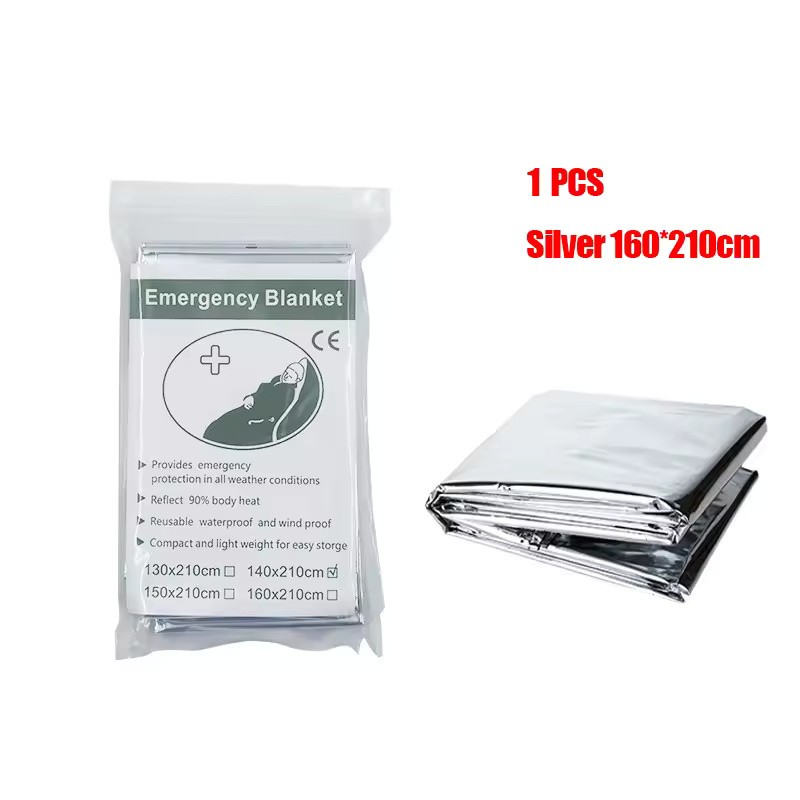2-Pack PET Emergency Thermal Blankets, Reflective Survival Covers for Camping,