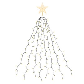 SALCAR 1.5 m Christmas Tree Fairy Lights with Ring, 8 Strings, with Christmas Tree Topper Star, 210 LEDs, Indoor Lighting with 8 Modes, Warm White
