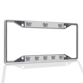 Fastasticdeals Metal Insert License Plate Frame Welsh Dragon Black Outline Weatherproof Car Accessories Chrome 4 Holes Solid Insert