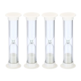 PATIKIL 1 Minute Sand Timer, 4Pcs Small Sandy Clock with Plastic Cover, Count Down Sand Glass for Games, Kitchen, Party Favors DIY Decoration, White