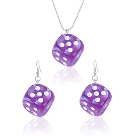 GBAHFY Funny Geometric 3D Dice Dangle Earrings Simulation Dice Sieve Earrings Punk Resin Cube Dice Drop Earrings Necklace for Women Girls Party Jewelry Set, Resin, n/c