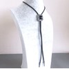 Piratenladen Bolo Tie Celts, Black Agate, Real Silver Plating, Cowboy
