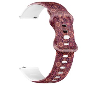 Compatible with Garmin Forerunner 255/255 Music, 265, 745, Venu 2, Venu 3, Vivoactive 4, 22mm Replacement Sport Watch Band (Patchwork Vintage Decorative Elements) Silicone Soft Strap Bracelet
