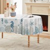 Horaldaily Summer Tablecloth 60×84 Inch Oval, Sealife Hippocampus Starfish Seaweed