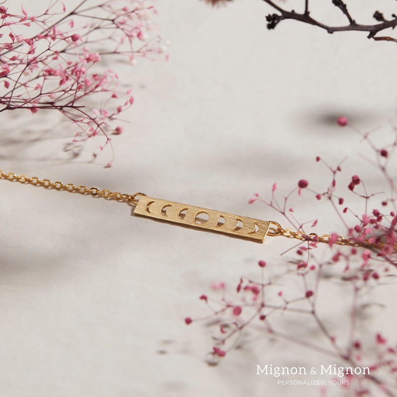 Moon Phases Necklace Crescent Moon Bar Necklace Celestial Jewelry Moon