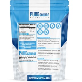 Ginkgo Biloba 6000mg - High Strength Vegan Tablets | Ginkgo Biloba 50:1 Leaf Extract,Gluten Free, GMO Free - Made in UK by Pure Source Nutrition (90 Tablets)