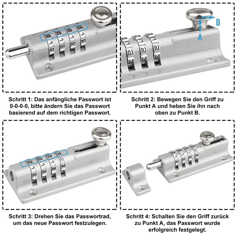Gate Latch with Combination Lock, [Weatherproof] Spopal 120 mm 4-Digit