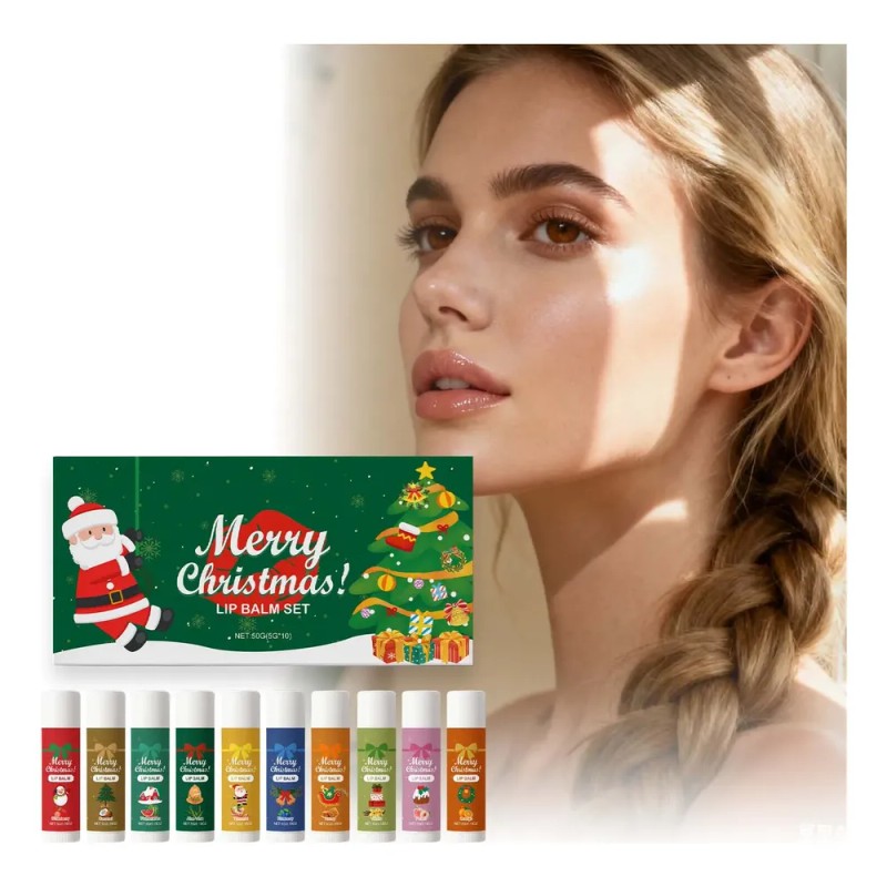 Serie De Lápices Labiales Navideños Para Agrietar Frutas, He As