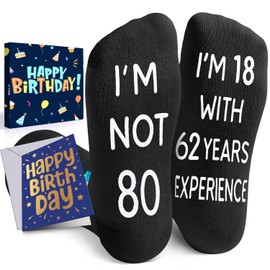 HAPPYPOP 80th Birthday Gifts for Men - Socks for 80 Year Old Woman, 80 Birthday Gifts for 80 Year Old Elderly Man With Greeting Card