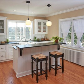 Pathson Modern Milk White Pendant Light Striped Round Glass, Vintage Hanging Lamp with Adjustable Textile Cord Decor for Living Room Bedroom Kitchen Dining Room Hotels Cafe Bar