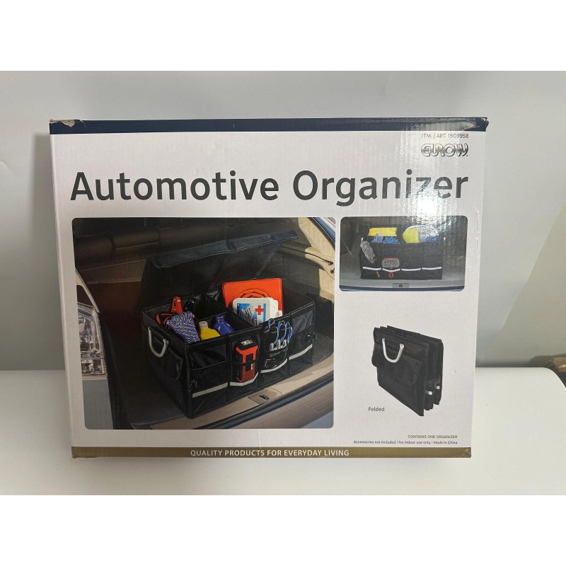 Eurow Collapsible Automotive Car Trunk Organizer. Lid & Silver Handles