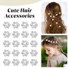 Shimmeroo Mini Rhinestone Flower Hair Clips,Elegant Sparkly Small Pearl Hair