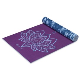 Gaiam Yoga Mat Premium Print Reversible Extra Thick Non Slip Exercise & Fitness Mat for All Types of Yoga, Pilates & Floor Workouts, Purple Lotus, 68"L x 24"W x 6mm Thick