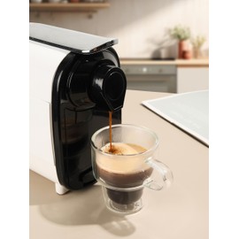 NIRA.Z 4 Pack Double Wall Glass Coffee Mugs 12 OZ Insulated Espresso Cups with Handle, Stackable Thermal Glass Coffee Cups, Ideal for Hot & Cold Drinks, Juice, Americano, Latte, Tea Bags, Cappuccinos