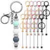 Tondiamo 12 Pcs Beadable Keychains Bars Bulk Blank Beaded Metal