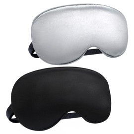 Audamp Sleep Mask, Eye Mask, Night Mask, Adjustable Band, Skin-Friendly, Silk, Ultra Soft Sleeping Mask, Pack of 2 (Grey and Black)