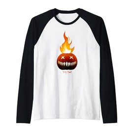 Trick ‘R Treat – Flamey Jack O Lantern Raglan Baseball Tee
