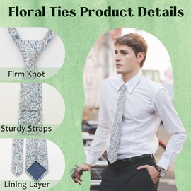 Generic Floral Ties for Men 2.56''Men's Skinny Tie Mens Cotton Necktie for Groom Groomsmen Shirt Tuxedo Wedding Party Dances Business (Floral 01)