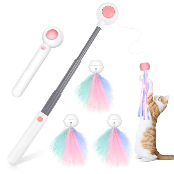 Retractable Feather Rod Cat Toy Interactive Cat Toy Fishing with