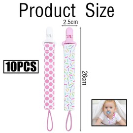 10PCS Dummy Clips Girl, Baby Dummy Clip Pacifier Clips, Baby Soother Chains Pacifier Holder Clips Universal Design Soother Clips for Baby Teething Toys Baby Shower Newborn Essentials