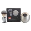 Wet Men Shaving Set Chrome Synthetic Brush,Stainles
