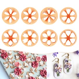 Puocaon Mini Petals Clay Cutters - Set of 8 Floral Petal Polymer Clay Cutters, Mini Petal Clay Cutter for Floral Polymer Clay Earrings Making, Clay Cutters for Polymer Clay Jewelry Wreath Earrings