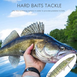 Plomevry 20cm 40g Lifelike Multi-jointed 8-segement Pike Muskie Fishing Lure Swimbait Crankbait Hard Bait Fish Hook Tackle ArmyGreen