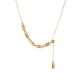 TaYolnFaSo Emerald Cut Y Shape Necklace 18K Gold Plated Cubic Zirconia Y Lariat Necklace Emerald Cut Jewelry Unique Gift for Women, Gold Plated, Cubic Zirconia