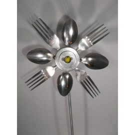 Creations Welded Yellow Spoon and Fork Sunflower, Garden Art, Garden Stake, Yard Art
