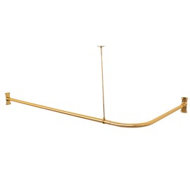 Artiwell L Shaped Shower Curtain Rod, Bathroom Bathtub Corner Shower Curtain Rod with Ceiling Support (SATIN GOLD/BRASS)