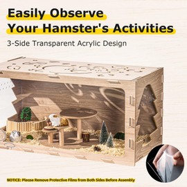 Mewoo Extra Large Hamster Cage, 42in Guinea Pig Cages, Wooden Acrylic Hamster Cages and Habitats Come with Platform, Large Pet Rat Cage, Small Animal Cage for Hedgehog Mouse Gerbil (Forests)