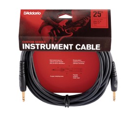 D’Addario Accessories Custom Series Guitar Cables - Instrument Cable with ¼ Inch Ends - High Performance Guitar Cord - For Guitars, Bass, Keyboards - Stereo - Straight End, 25 feet