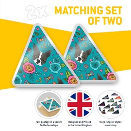 2 x Triangle Stickers 10 cm - Boston Terrier Dog Puppy Print Fun Decals for Laptops,Tablets,Luggage,Scrap Booking,Fridges #16612