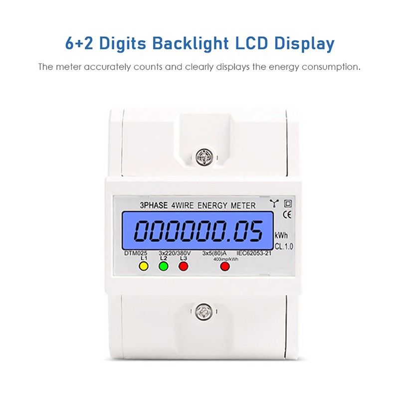 3 Phase 4 Wire Energy Meter 220/380V 5-80A Energy Consumption