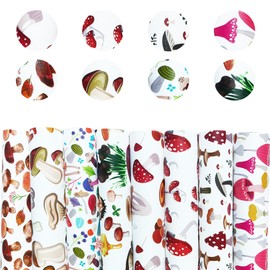 HYANG 8 Pcs/Set A4 8.26" X 11.81" (21 cm x 30 cm) PU Faux Leather for Earrings Hair Bows DIY Crafts Making (Mushroom)