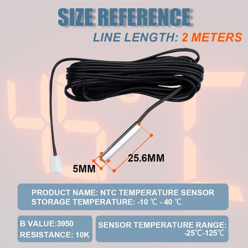 Innfeeltech 5 Pcs Waterproof Digital Thermal Temperature Sensor Probe 2M