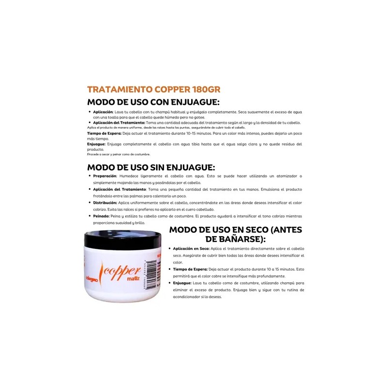 Kit Shampoo 1lt Copper Tratamiento Intensificador Copper