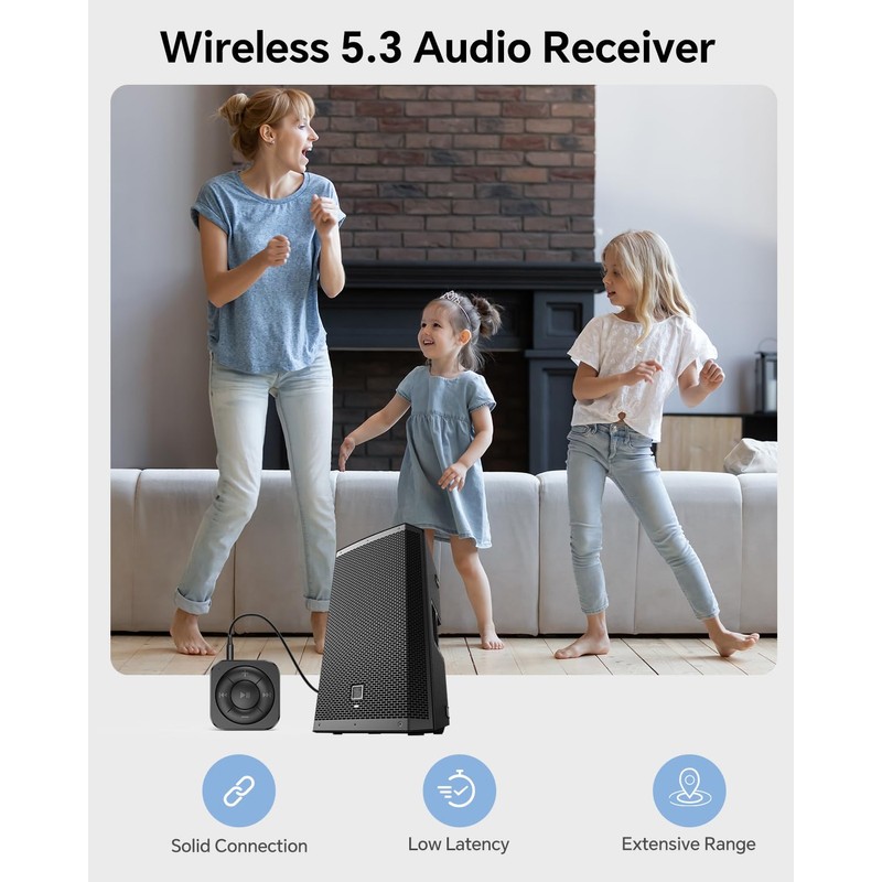 MIPEACE Bluetooth Receiver, 5.3 Bluetooth Audio Adapter for Wired Headphones,